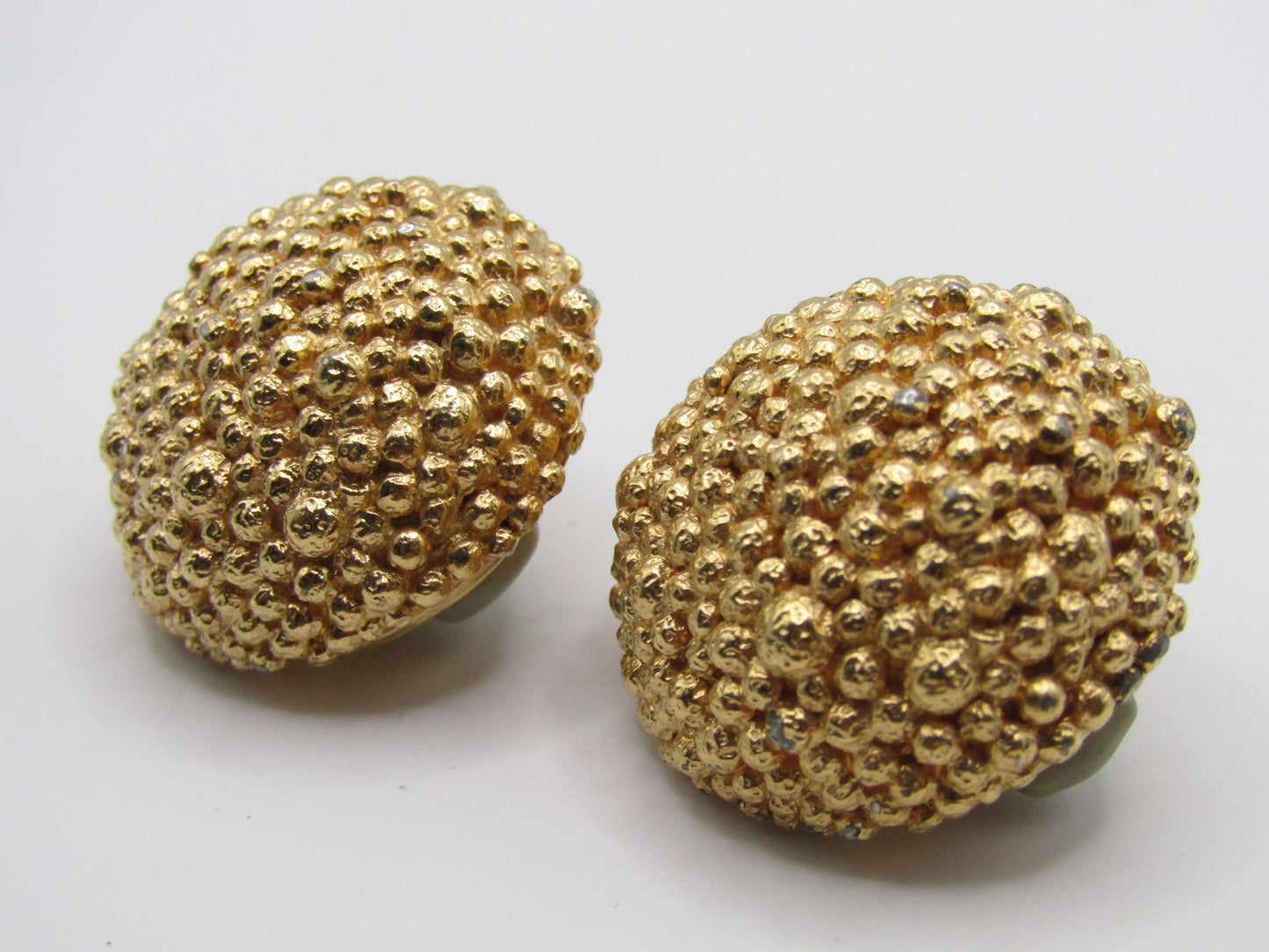 Vintage Ciner Gold Plated Textured Dome Clip-On Earrings