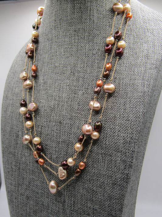 18.5" Multi-Strand Freshwater Baroque Pearl Necklace