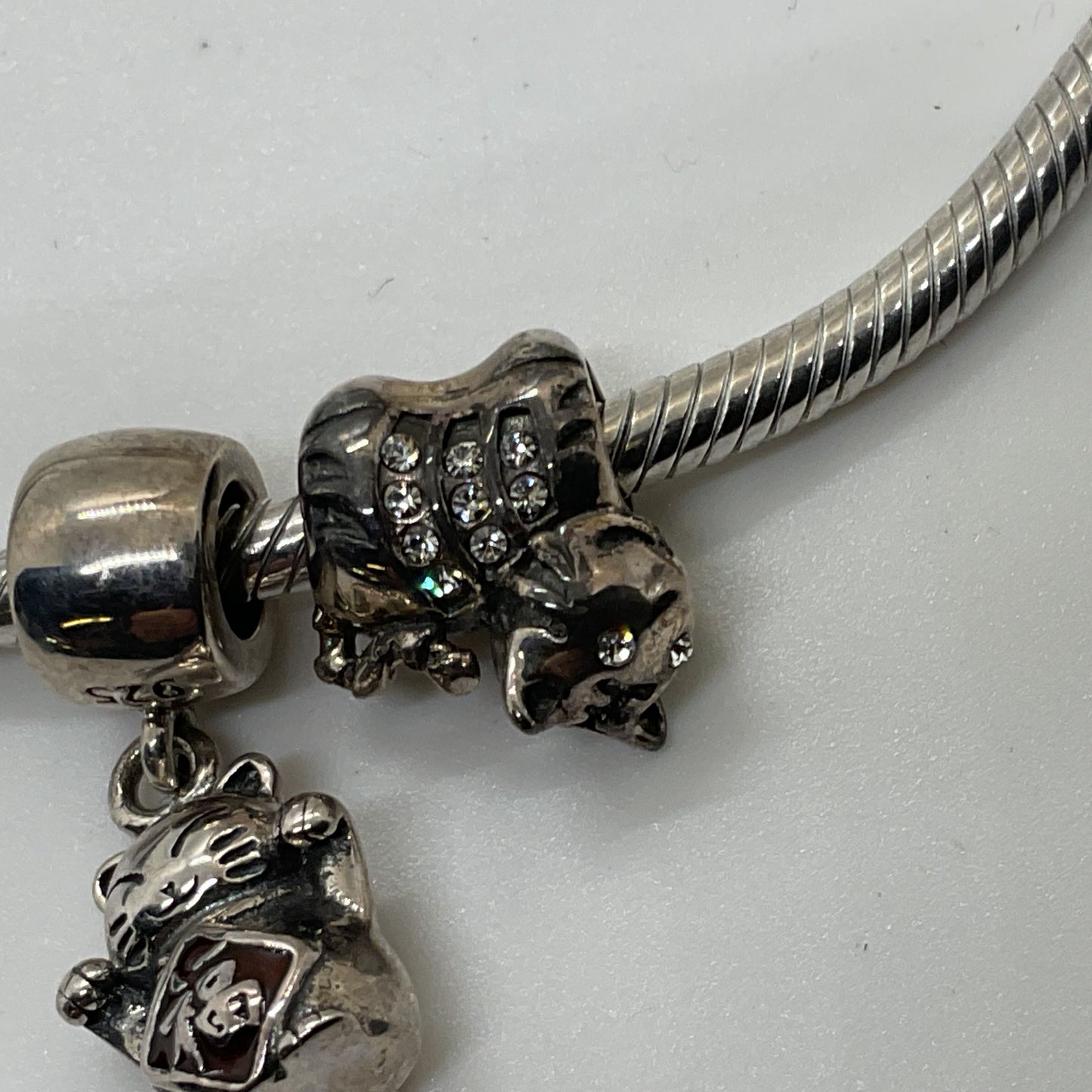 SOUFEEL Sterling Silver Cat Charms 6.5" Bracelet- 21.65g