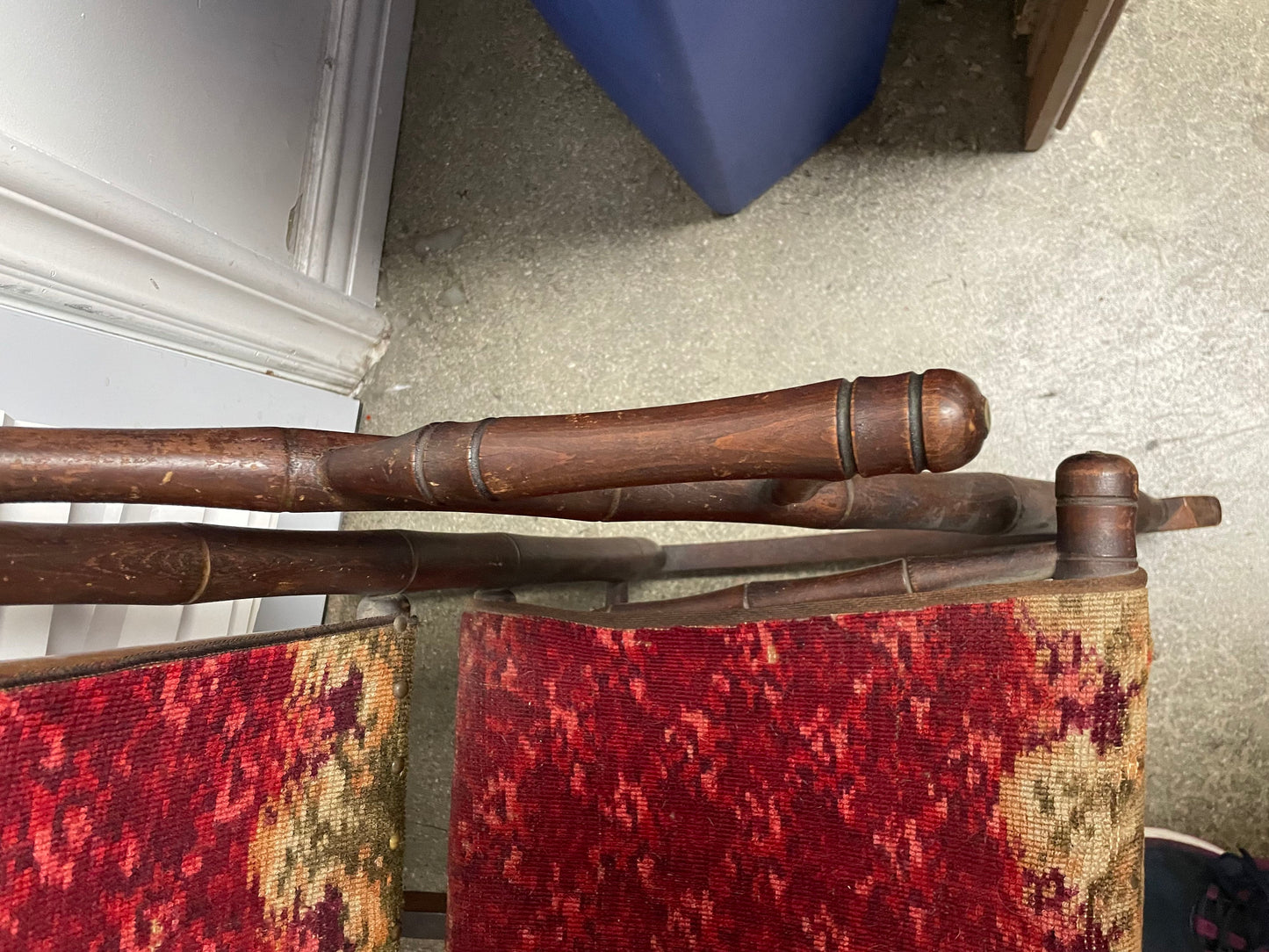 ANTIQUE Victorian Velvet Fabric Wood Rocking Chair