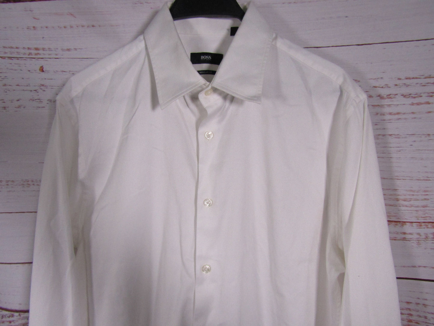 Hugo Boss Lawrence Men's White Long Sleeve French Cuff Shirt Size 16.5
