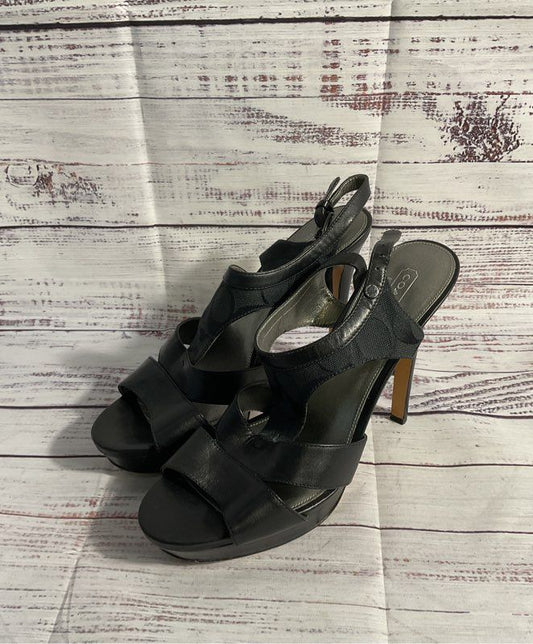Women's Coach Slingback Black Front Logo Heels Size 9.5B