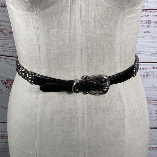 BRIGHTON Women's Black Leather Link Western .75" Belt- 31"