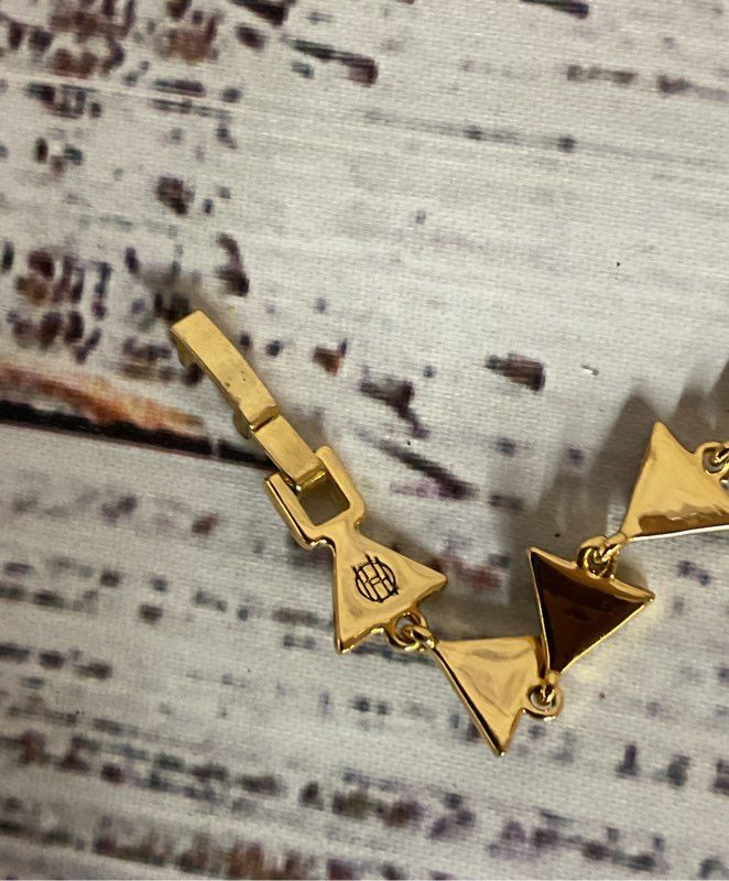 House of Harlow Gold Tone Triangle Linked Bracelet 7"