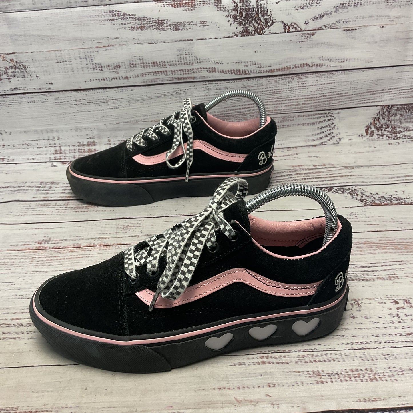 Vans x Lazy Oaf Black Pink Suede Sneaker Casual Shoe Size 6W 7.5M