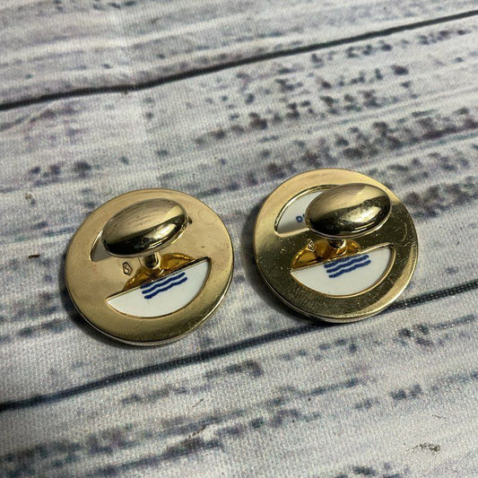 VTG Royal Copenhagen Round Blue Crown Cufflinks