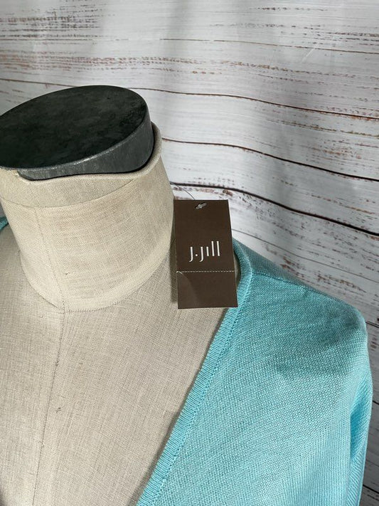 NWT Women's J Jill Blue Robin Egg Linen Blend Open Cardigan - Size L