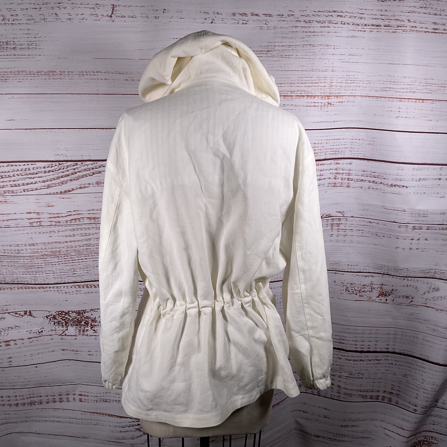 GIORGIO ARMANI Men's White Linen Hooded Casual Adjusted Waist Jacket- SZ 48R