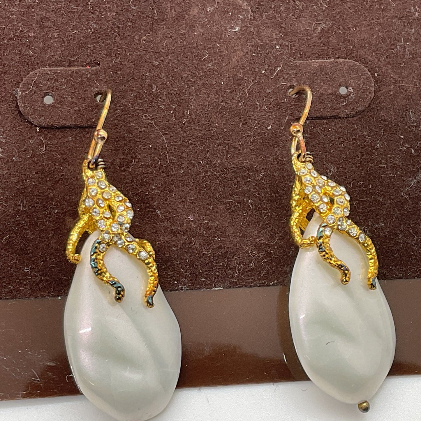 ALEXIS BITTAR Gold Tone Faux Pearl & Rhinestone 2" Dangle Earrings