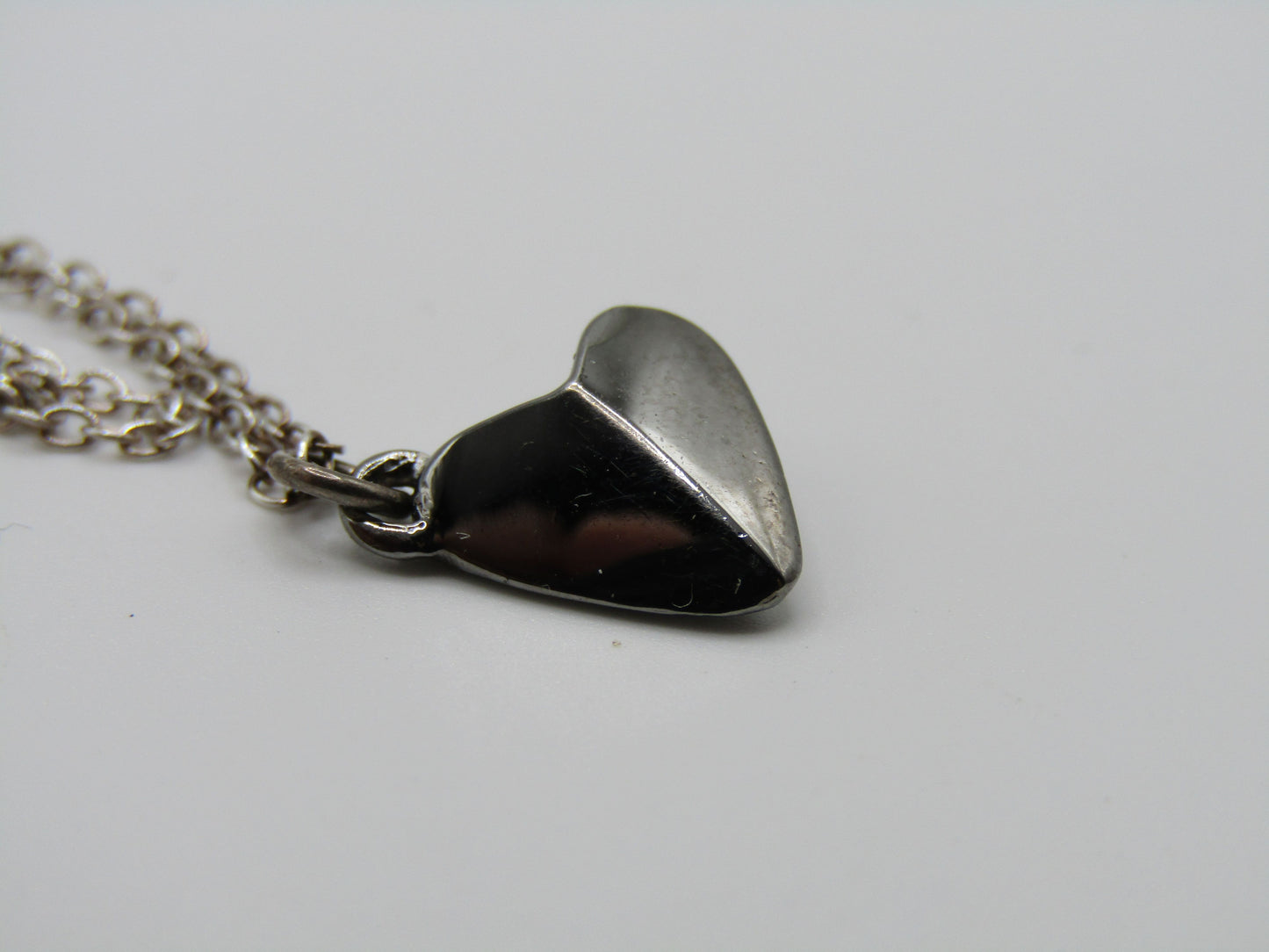 Delicate Sterling Silver Hematite Heart Pendant Necklace