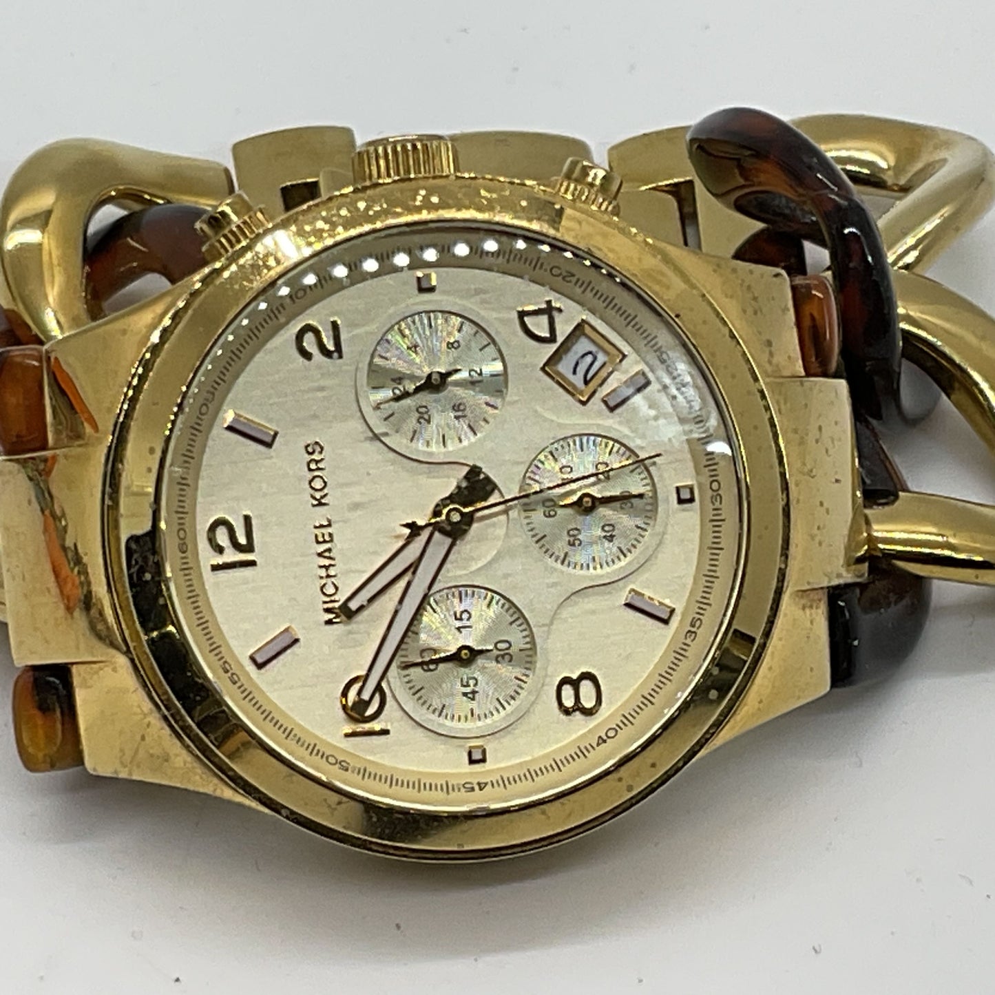 MICHAEL KORS MK-4222 Women's Gold Tone & Lucite Chronograph Watch