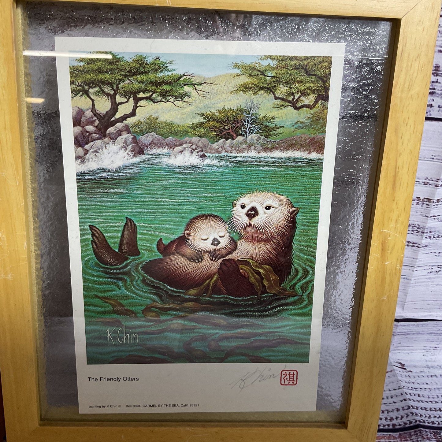 Set of 2 Signed K CHIN "The Friendly Otters" "The Friendly Otter Family" Prints