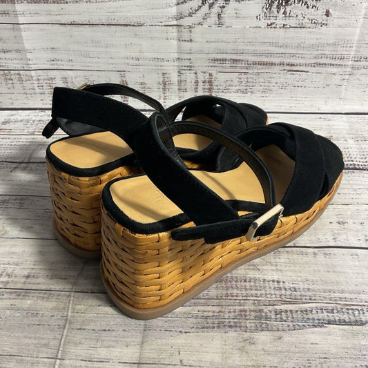 Castaner Black Suede Basketweave Platform Sandal Women's Size 7.5