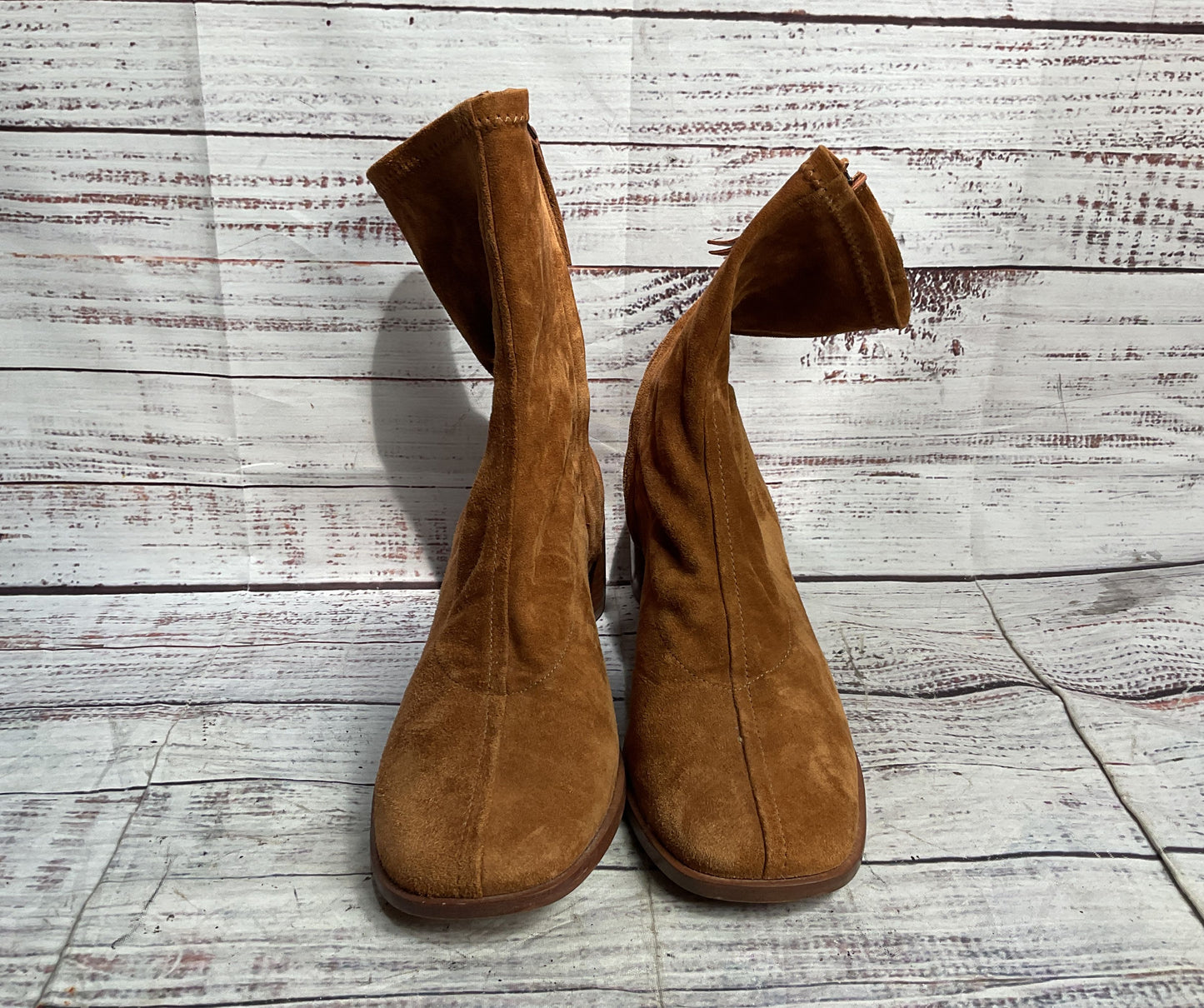 Reformation Louie Suede Stretch Sock Boots Tan 6.5