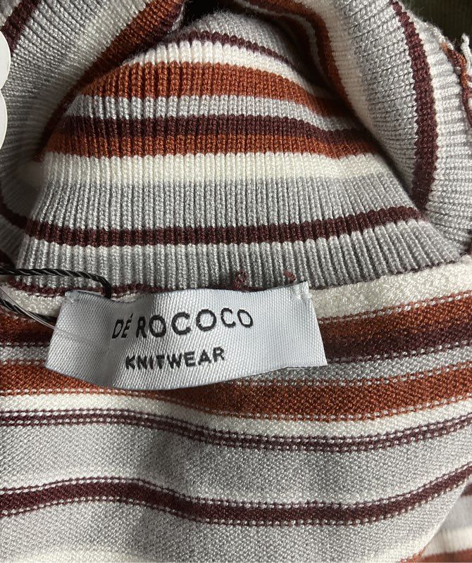 De Rococo Striped Sleeveless Knit Turtleneck Top Multicolor XS