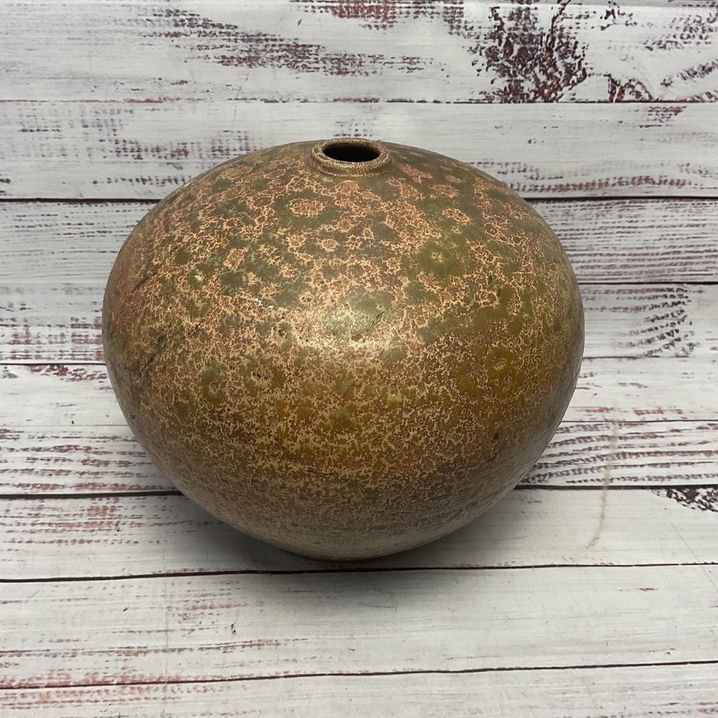 Nagata Red Green Copper Japanese Studio Pottery Ceramic 8"