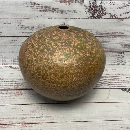 Nagata Red Green Copper Japanese Studio Pottery Ceramic 8"