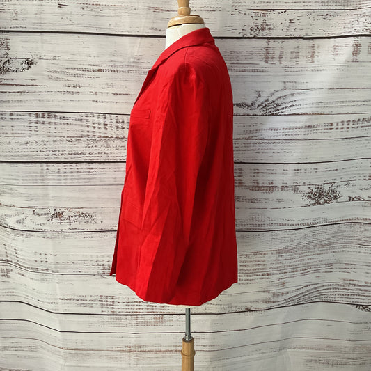 Theory Red Double Breasted Linen Blend Coat - Size 12