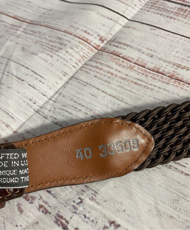 Vintage Brighton Men's Size 40 Brown Croc Leather & Woven Stretch Belt USA