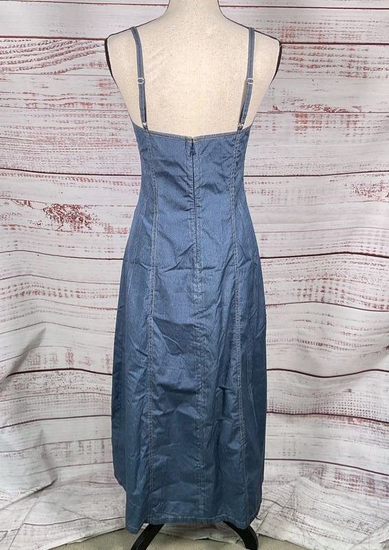 Rag & Bone Miramar Denim Effect Cotton Midi Dress Blue 2