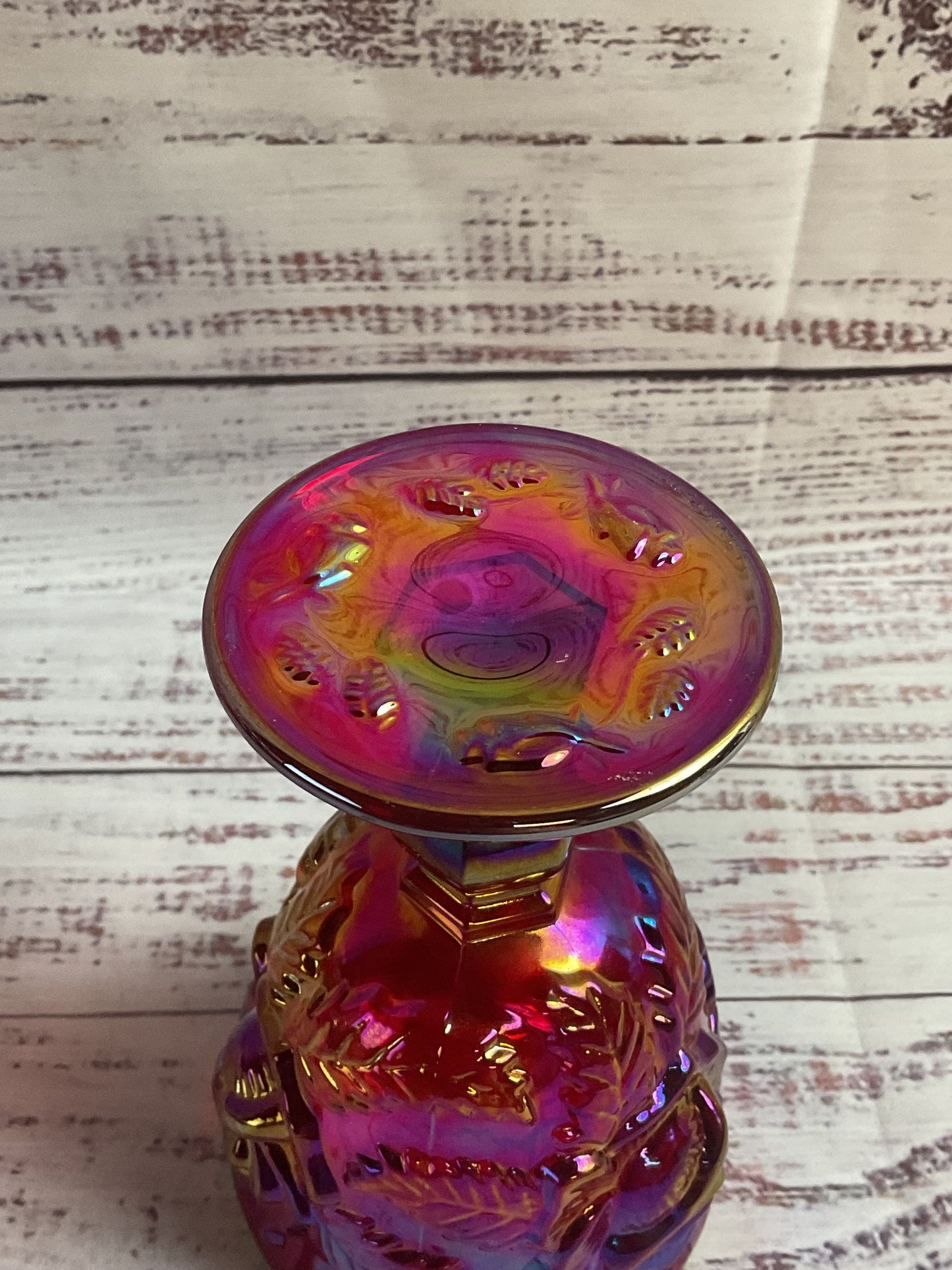 Vintage Madonna Inn Red Glass Rose Wine Goblet