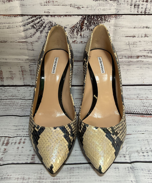 Emporio Armani Leather Snakeskin Embossed Heels Multicolor 6.5