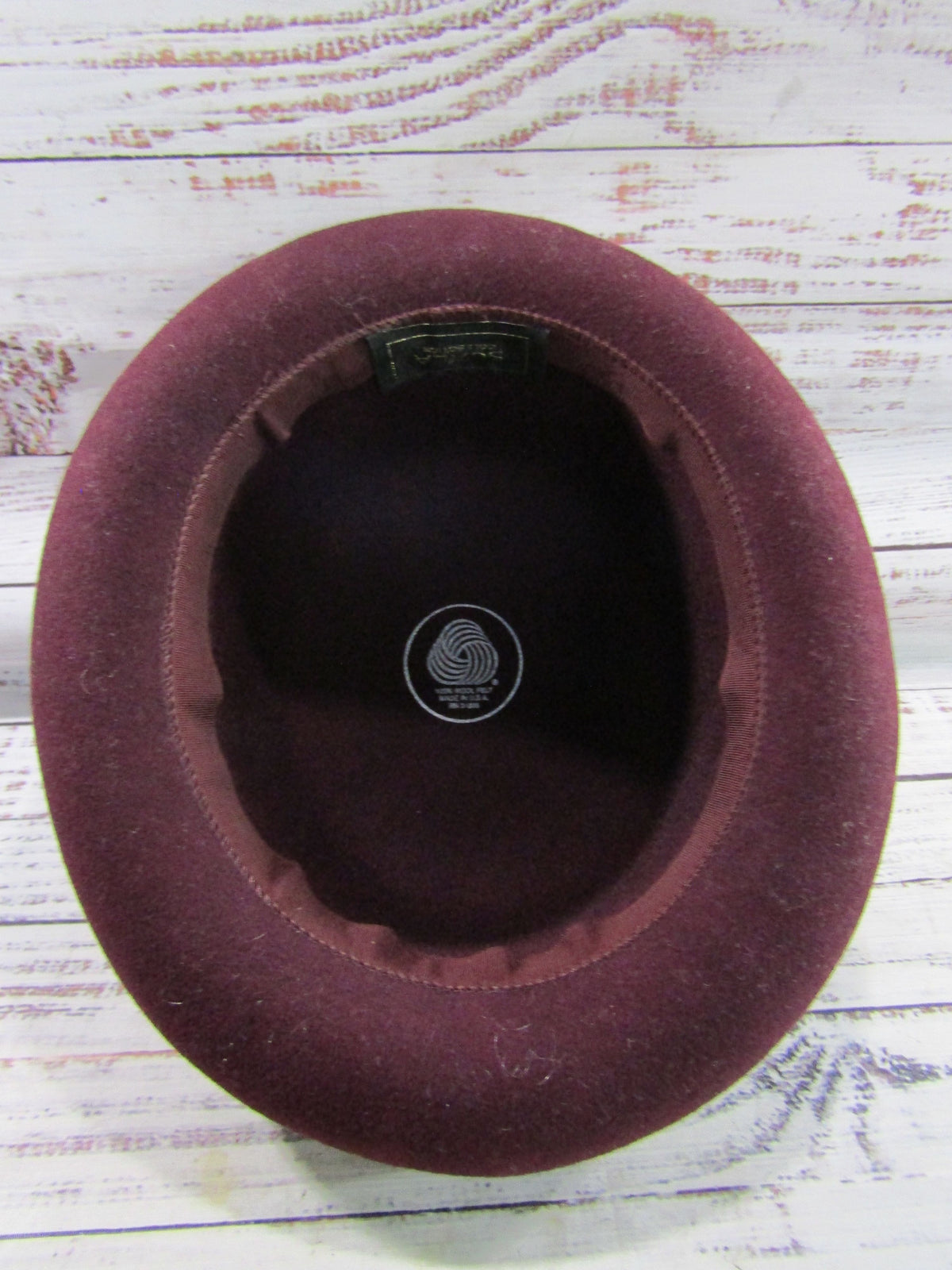 Scala Women's Marron Wool Bowler Hat Size S