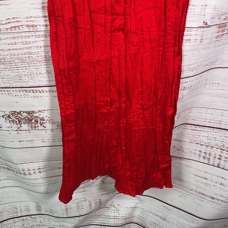 & Other Stories Red Mockneck Crepe Midi Casual Dress - Size Medium