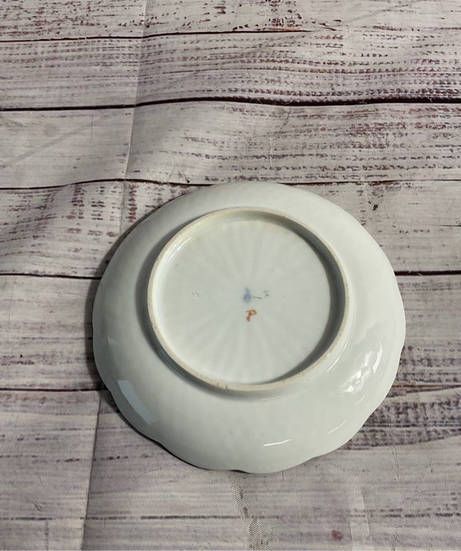 Meissen Hand Painted Porcelain Plate Floral Red Orange Gold 5.5"