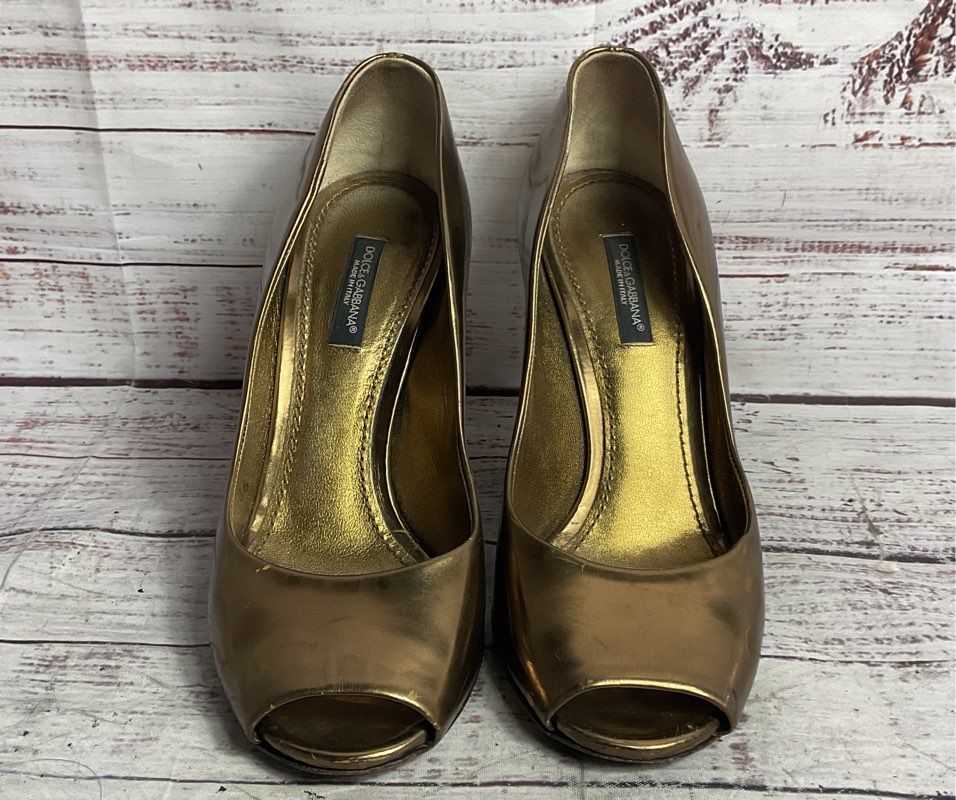 Dolce & Gabbana Patent Leather Pump Heels Bronze 36