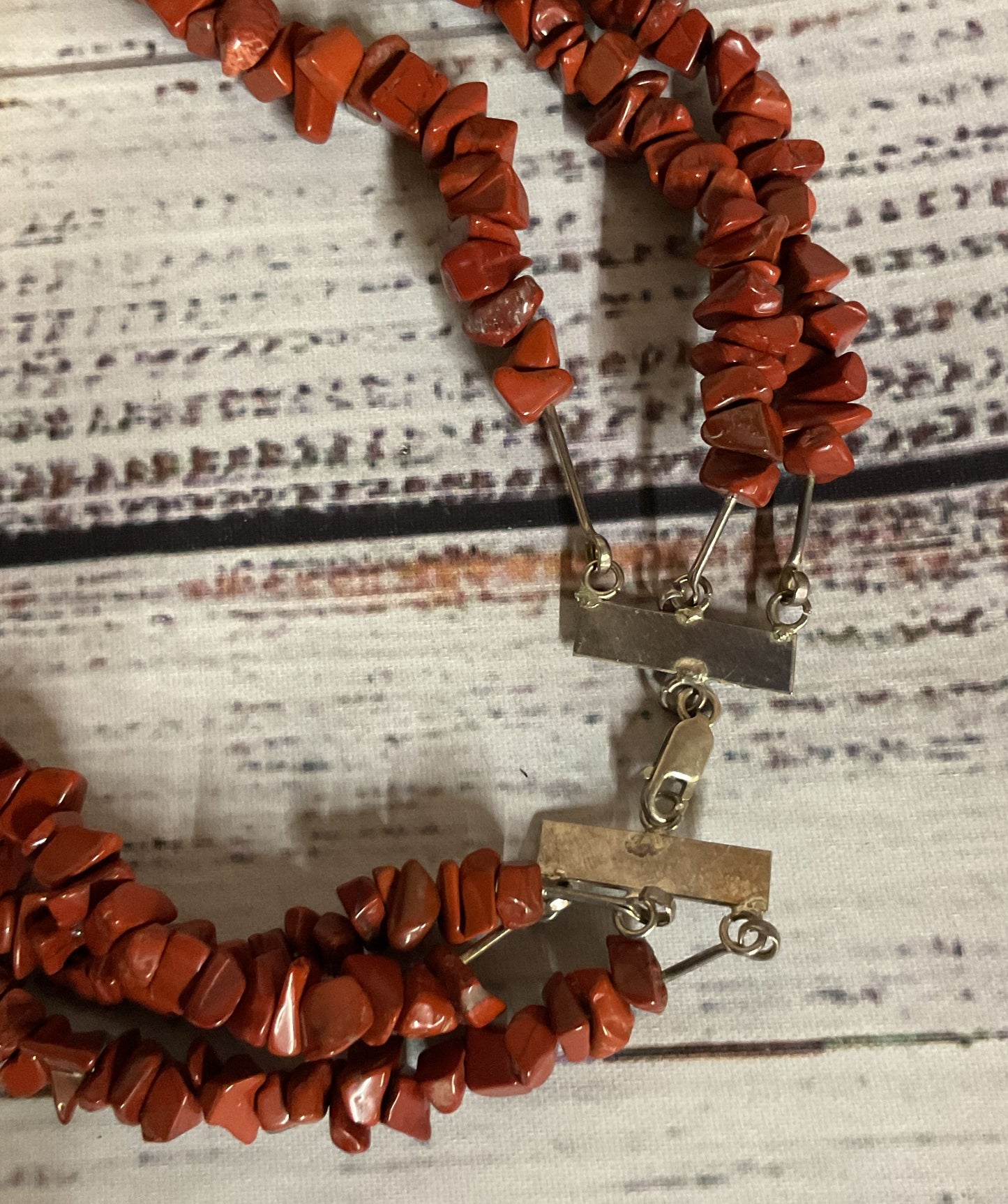 Red Jasper Beaded Sterling Silver Vintage Necklace Choker