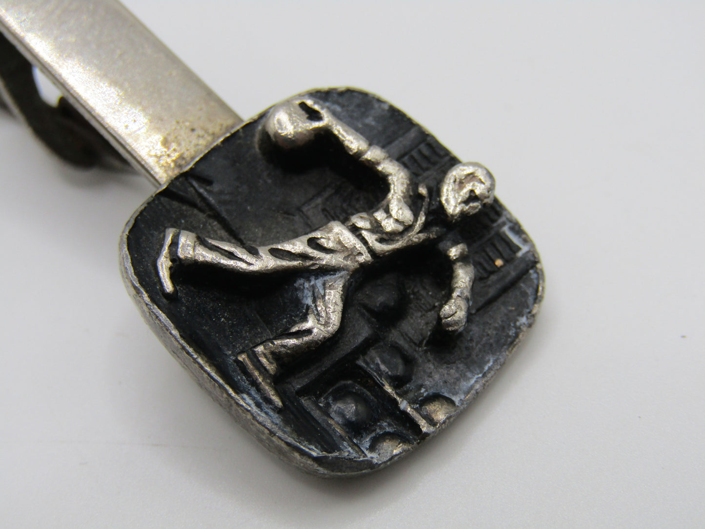 Vintage Handcrafted Silver Plated Bowler Tie Clip