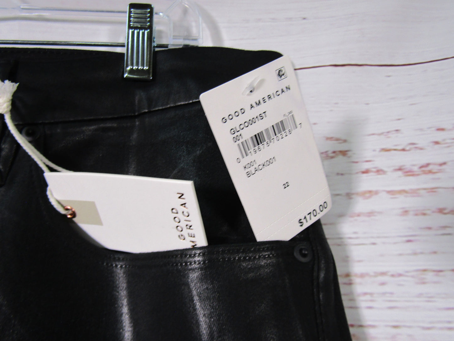 Good American Good Legs Women's Black Coated Skinny Jeans Size 22
