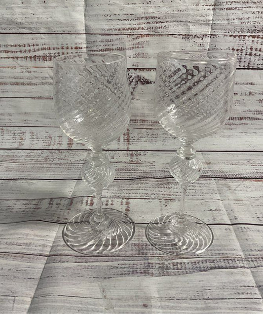 Jason Anderson 2007 Signed 2 Handblown Glass Art Swirl Cups