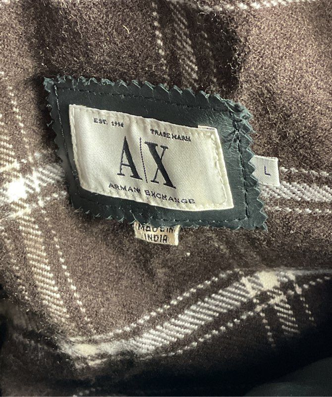 Armani Exchange Vintage Leather Belted Coat Black L