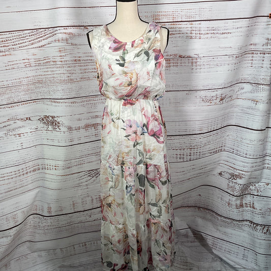 Lara G. White Floral Print Silk Blend Dress - Size M New W/ Tags
