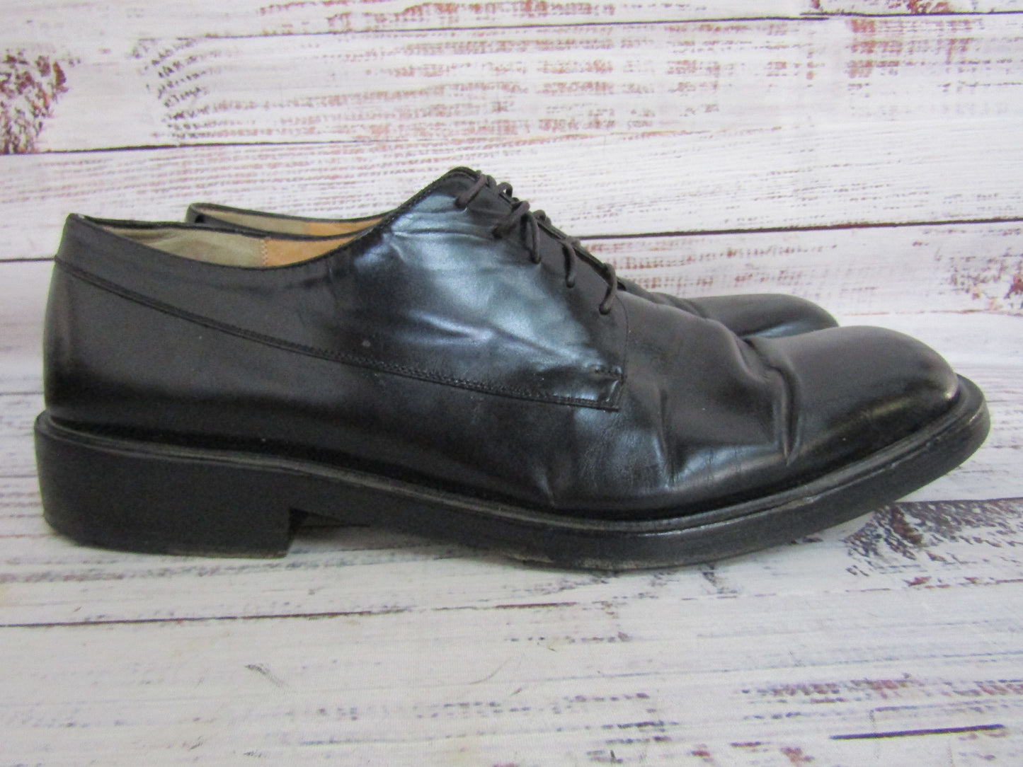 Salvatore Ferragamo Men's Black Leather Oxford Dress Shoes Size 11 Made in Italy