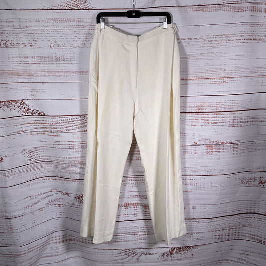Tove Ecru White Knit Pleated Trousers Pants - Size 42 As-Is Stained