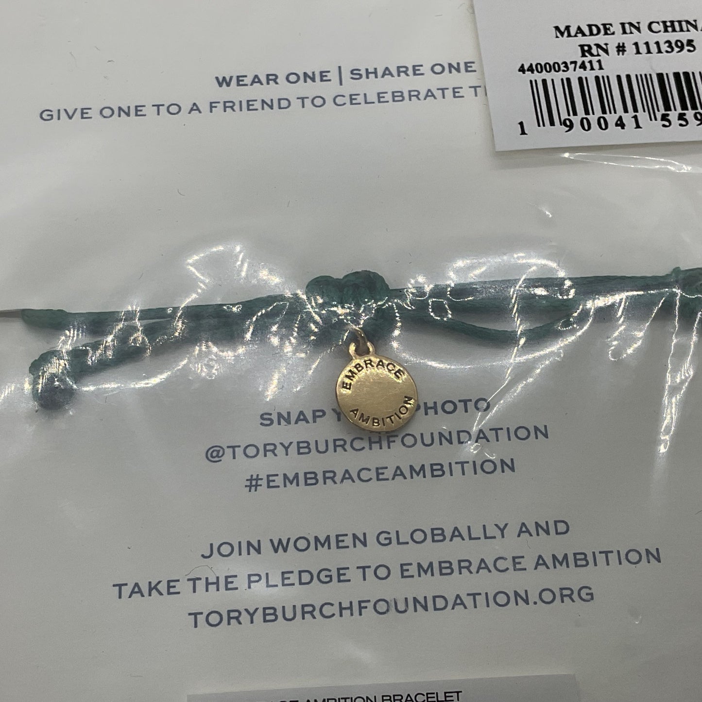 NEW TORY BURCH Embrace Ambition Gold Tone Cord Bracelet