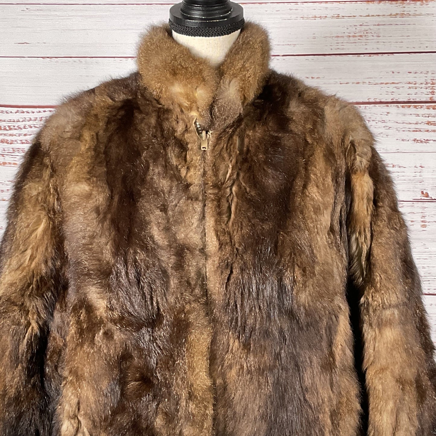 VTG. Reversible Women's Brown Tan Fur Coat- SZ M