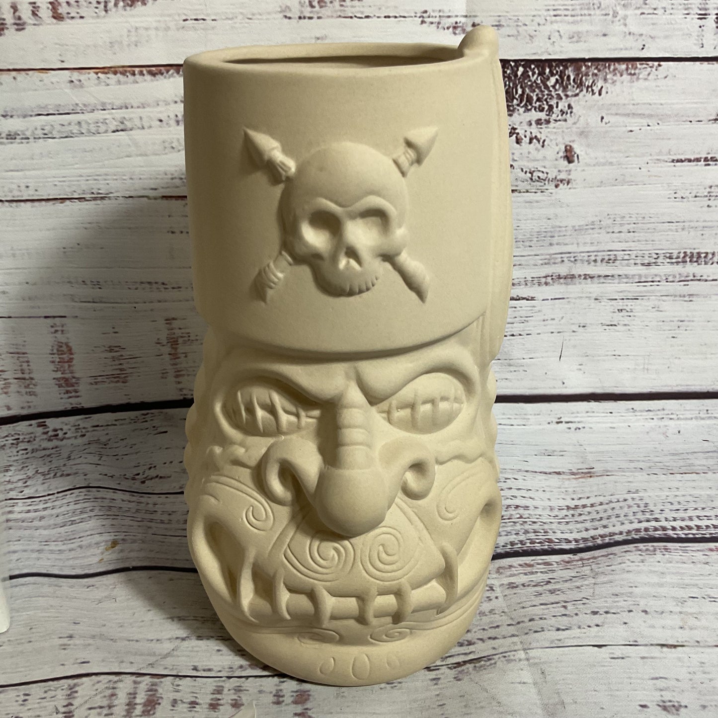 NEW Signed BRAD PARKER "Shrunk'n Monk Mahalo Tiki" Bisque Mug with COA
