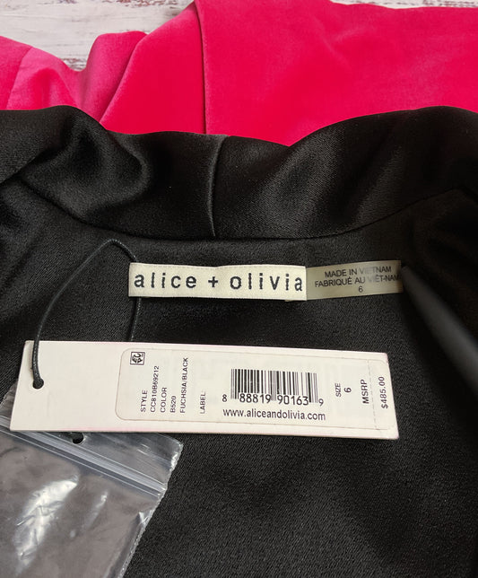 Alice + Olivia Fuchsia Velvet Single-Button Collared Blazer - Size 6