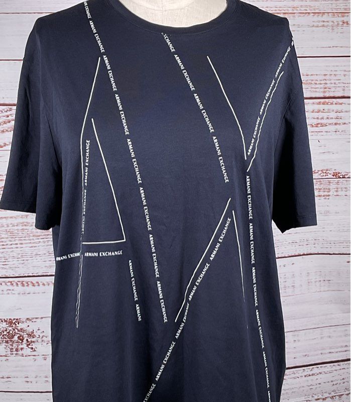 Armani Exchange AX Men's Large Text Logo T-shirt Navy XL