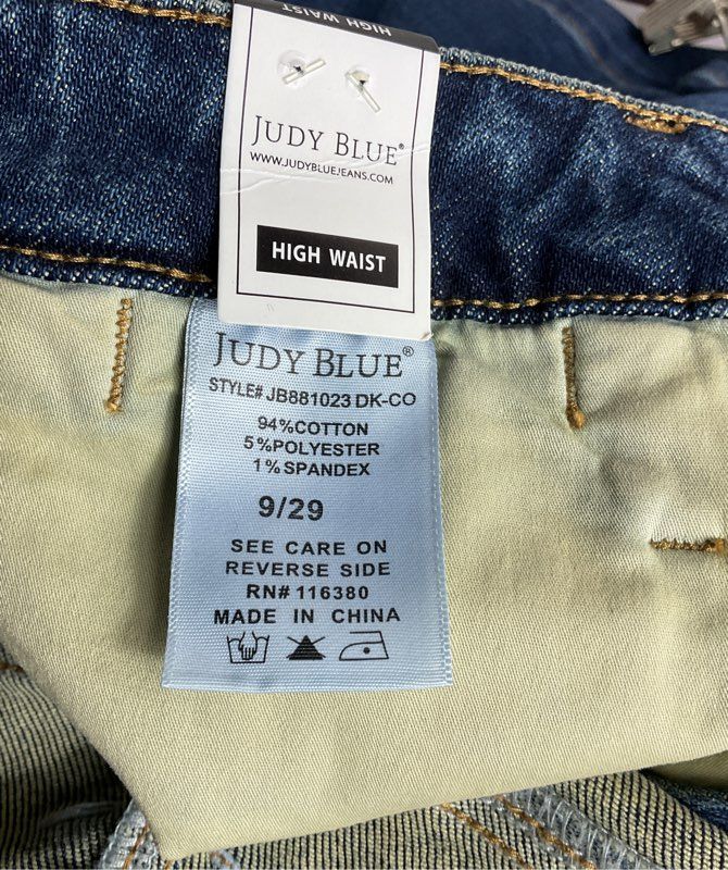 Judy Blue High Waist Front Welt Pockets Retro Wide Leg Jeans Denim 29