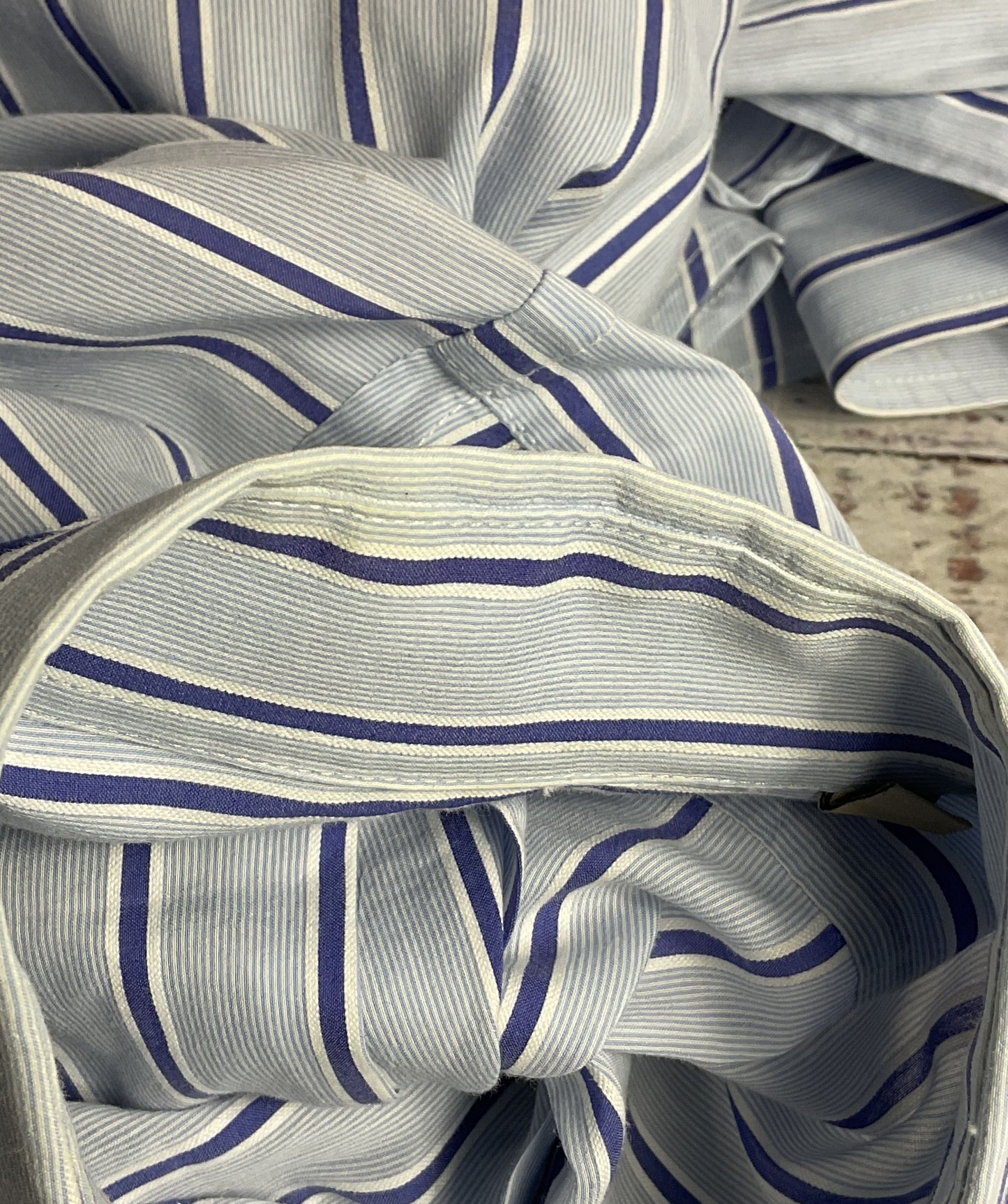Burberry Striped Long Sleeve Dress Shirt Blue S
