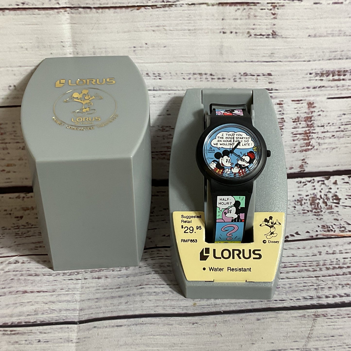 VTG. 1980's LORUS Mickey & Minnie Mouse Comic Cartoon Watch- NEEDS BATTERY