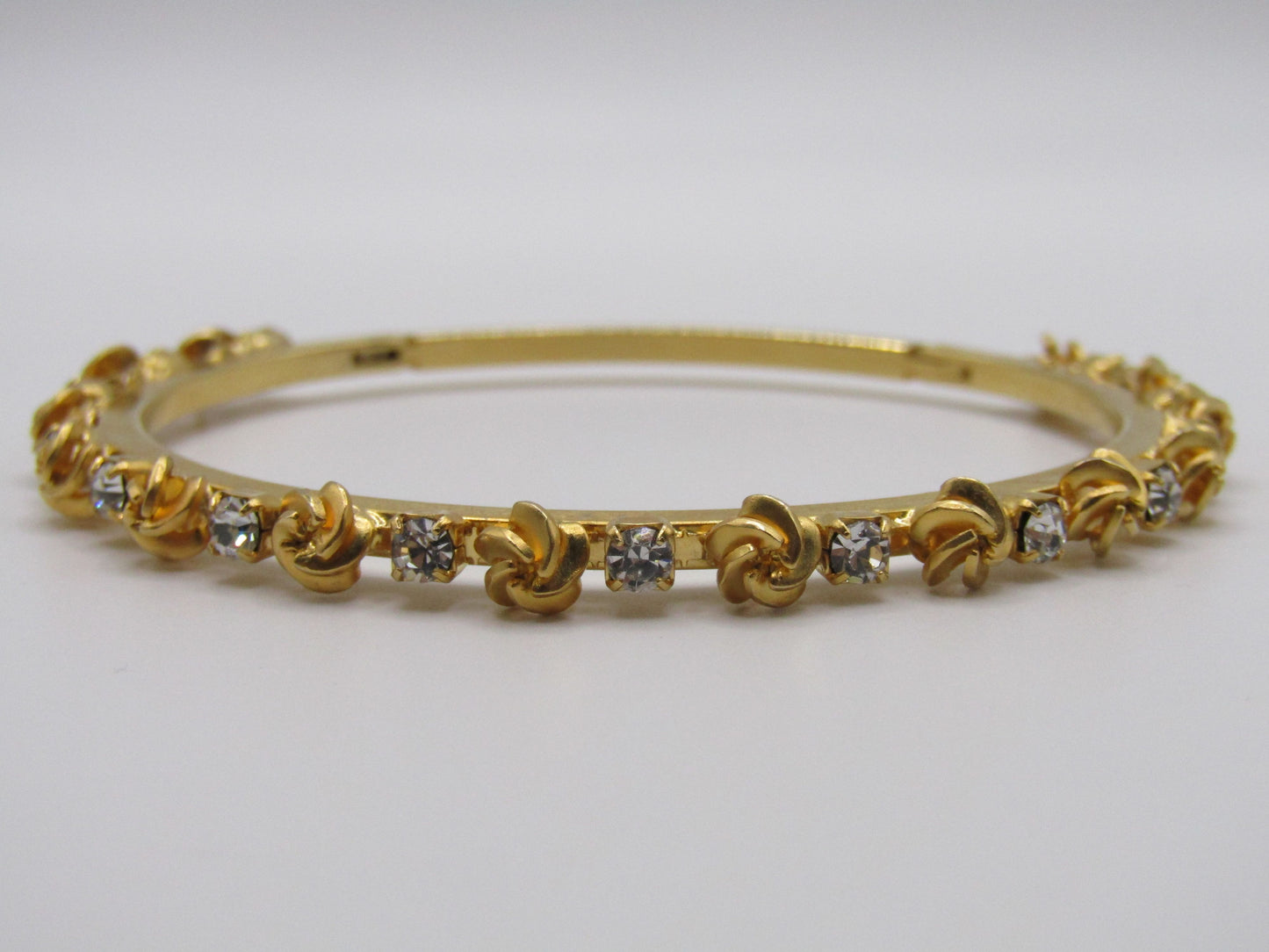 Lot of 3 Gold Plated Rhinestone Hinge Bangle Bracelet