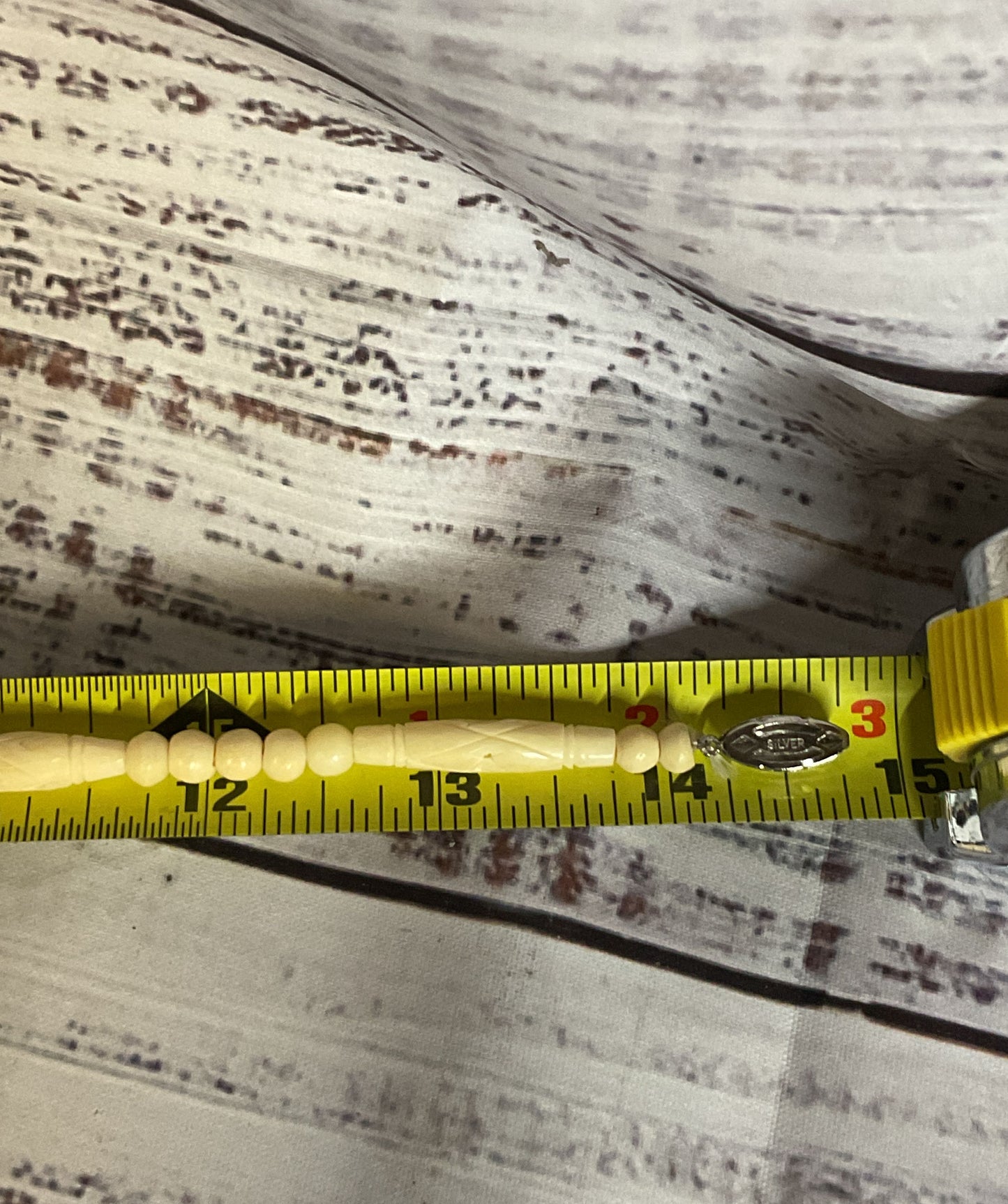 Carved Celluloid Silver Clasp Vintage Beaded Necklace