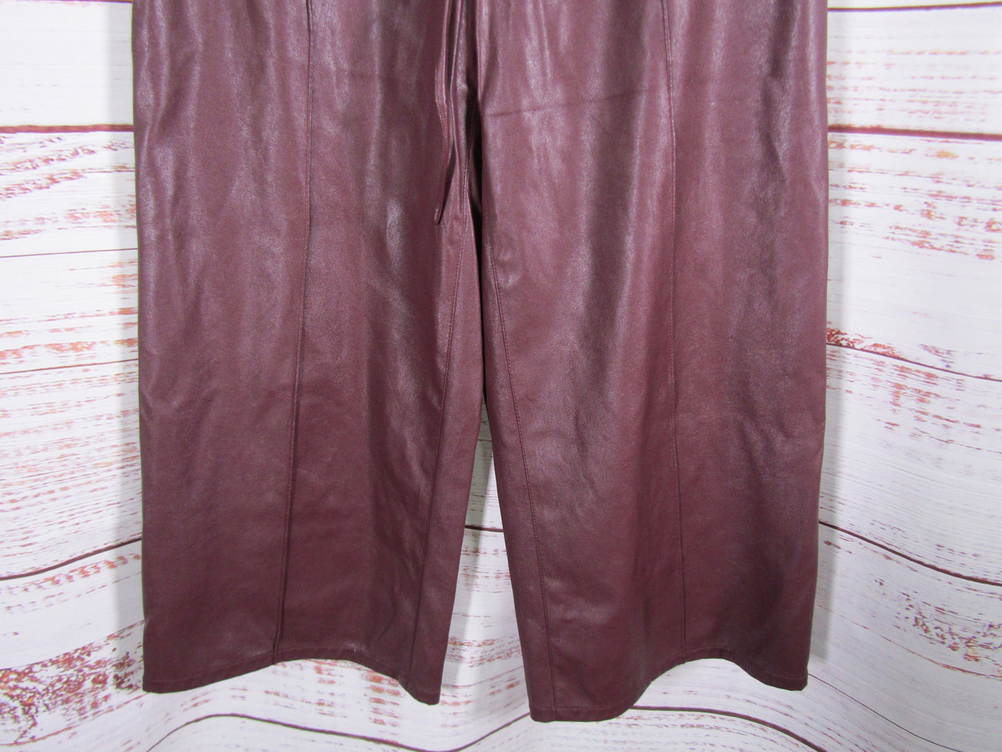 Lapointe Women's Plum Faux Leather Drawstring Wide Leg Pants Size S