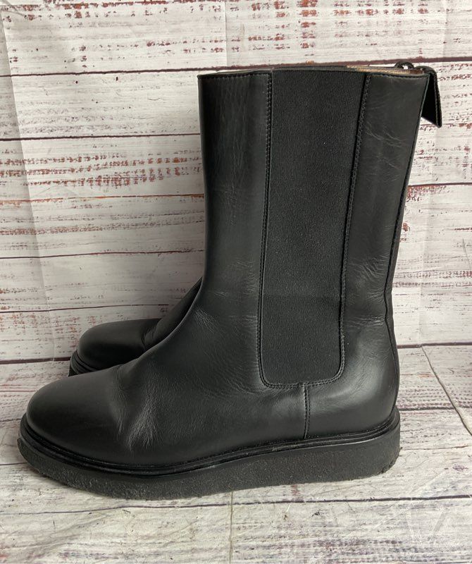 Legres Leather Slip On Calf High Chelsea Boots Black 38